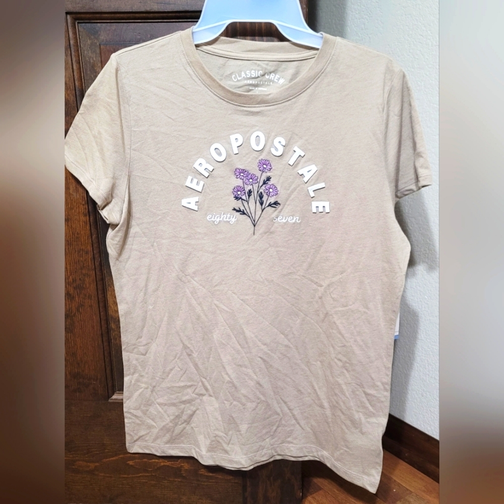 NWT AEROPOSTALE Womens Brown Graphic T-SHIRT  L (10-12)‎